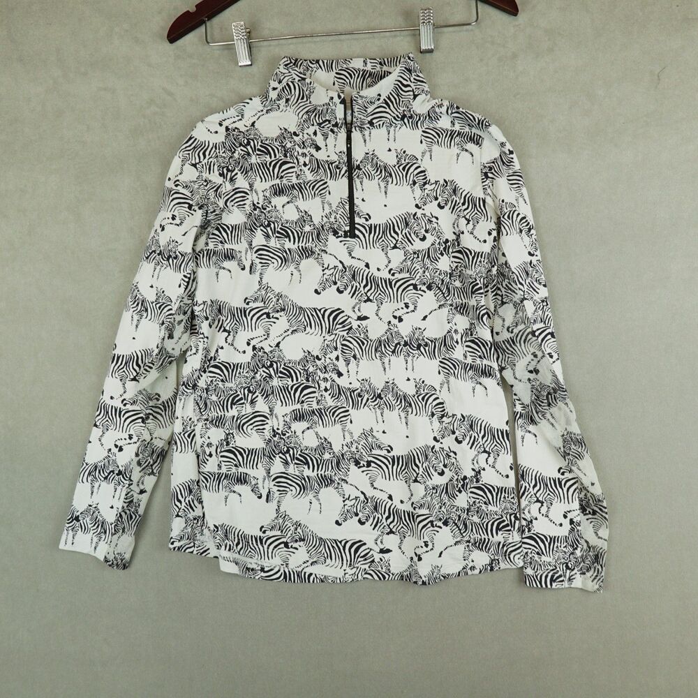 IBKUL Top Womens Zebra Print Long Sleeve Golf Shirt Size Medium Athleasure
